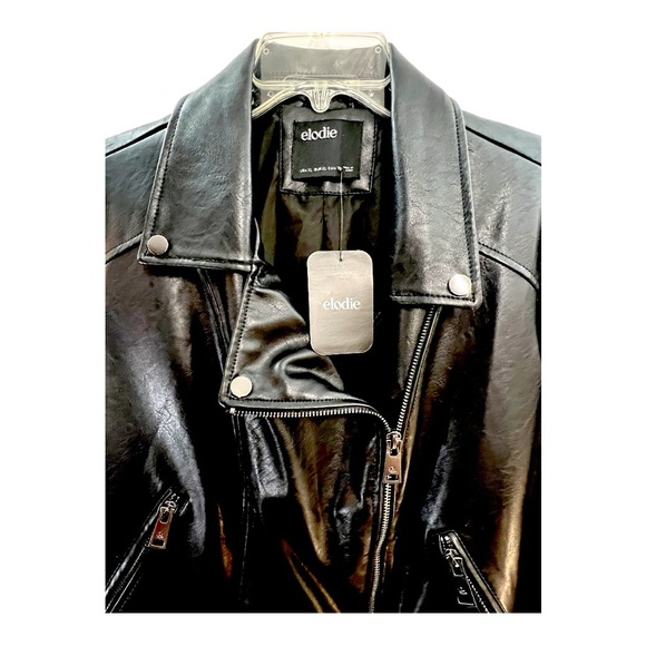 ELODIE Women's Black Faux Leather Jacket SZ XL - Picture 2 of 11